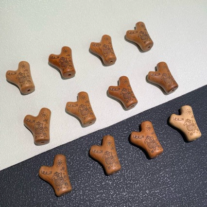 桃木冰淇淋狗树杈三通配件手串项链隔珠挂件手工DIY文玩配饰