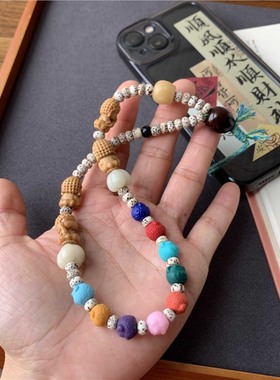 老山檀四不佛手机链搭配星月菩提蜜罐桂花紫金鼠多宝草莓熊手串