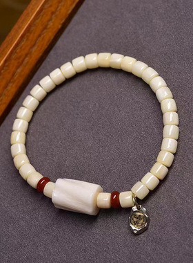 天然回流骨桶珠手串单圈藏式文玩佛珠盐源玛瑙琉璃孔雀石配饰手链