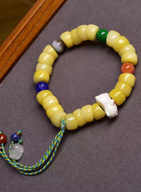 回流骨大肠珠手串单圈文玩佛珠白水晶玛瑙天珠松石配饰手链