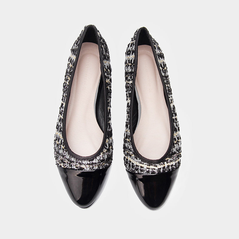 [BANYIYOU 2024 가을 새로운 인터넷 연예인 지적 발가락 플랫 슈즈 요정 스타일 발레 슈즈 다목적 블랙 스쿠프 슈즈