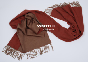 出口日本原单新款正品 高档纯羊绒加厚大围巾披肩  驼橘红双面色