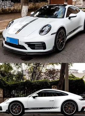 保时捷911carrera s全车改装贴纸 992 718 GT3机盖车身下侧裙贴花