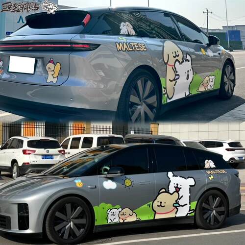 适用于理想i6个性卡通线条小狗极氪009拉花腾势D9 MEGA个性车贴