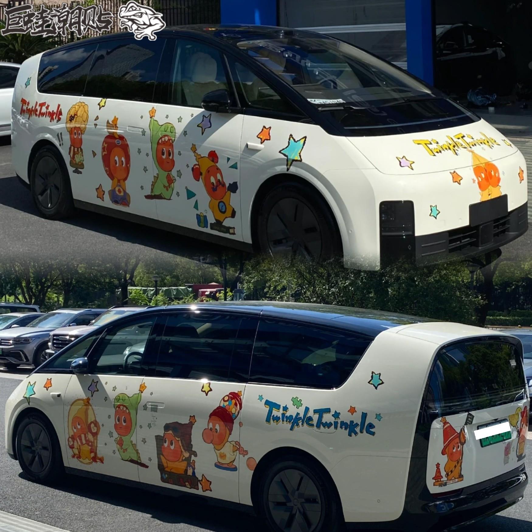 理想MEGA泡泡马特星星人车贴拉花小鹏X9 腾势D9 个性可爱车身贴纸