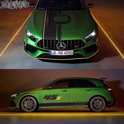 适用奔驰CLA45车贴拉花AMG赛车装饰改装汽车贴纸 A35车身侧裙彩条