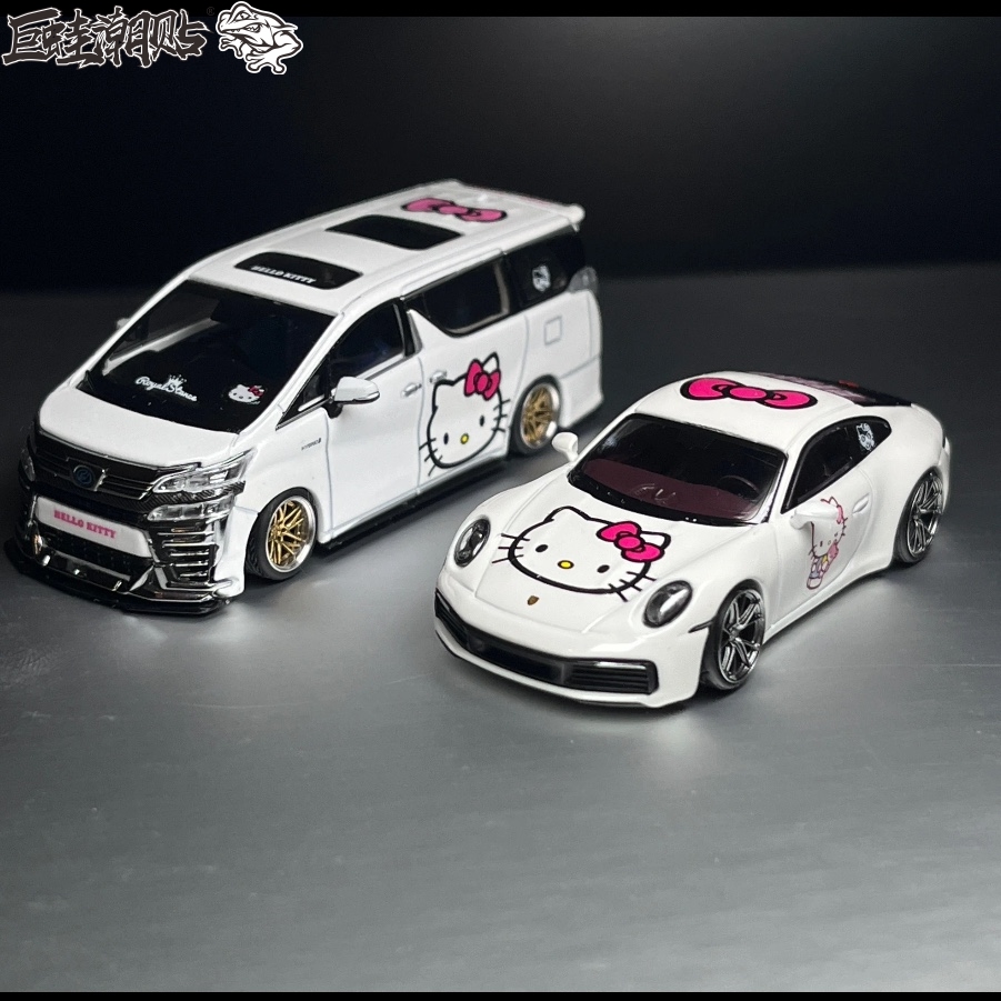 适用于特斯拉保时捷911车贴拉花极氪009 威尔法 MPV KT猫卡通贴纸