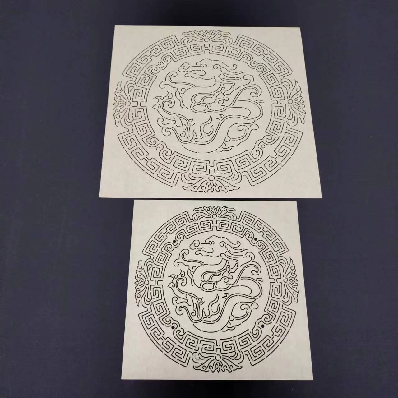 刺子绣模版 盘龙纹 餐垫 桌垫 抱枕 刺绣重复使用描图绘图软模板