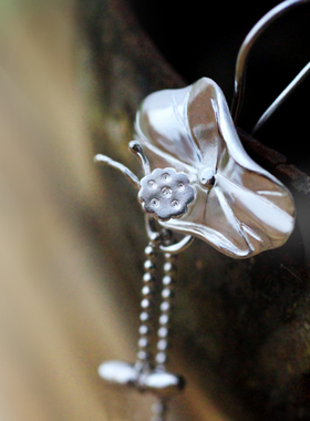 九九倾城上觉中国风手工925银莲耳钩《雪中悍刀行》李纯耳环耳饰