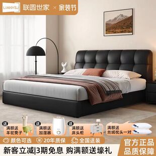 轻奢奶油风泡芙软包床现代简约小户型主卧床大气婚床卧室储物床