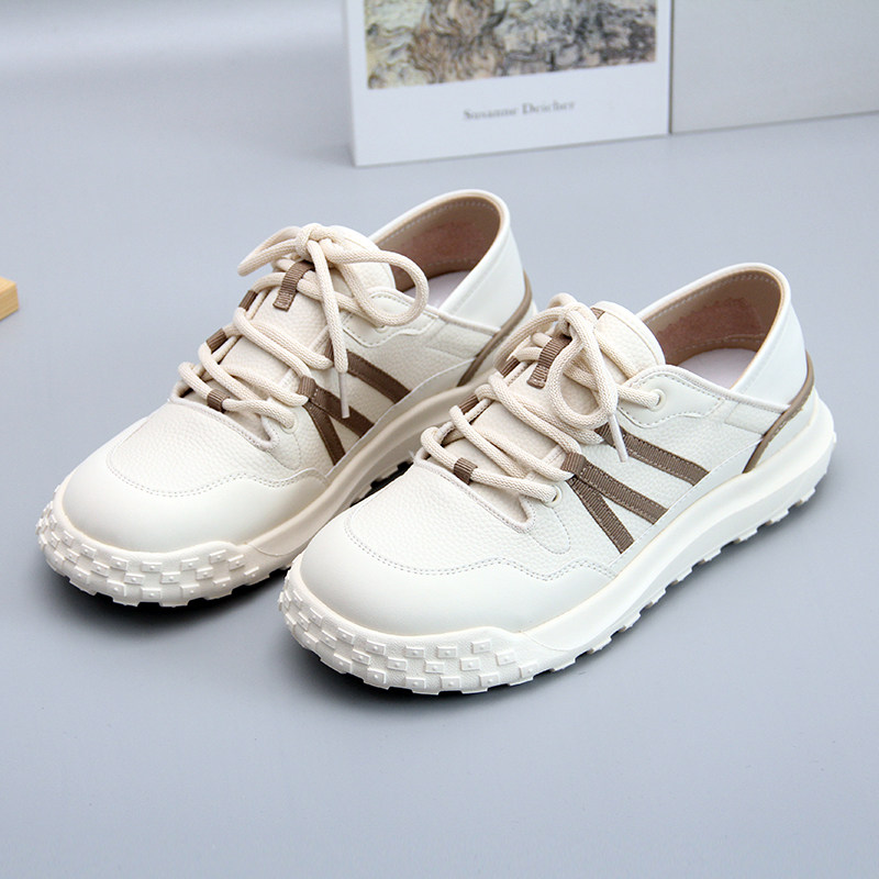 真皮透气轻便软底跑步鞋女2024春夏新款平底休闲鞋防滑舒适运动鞋