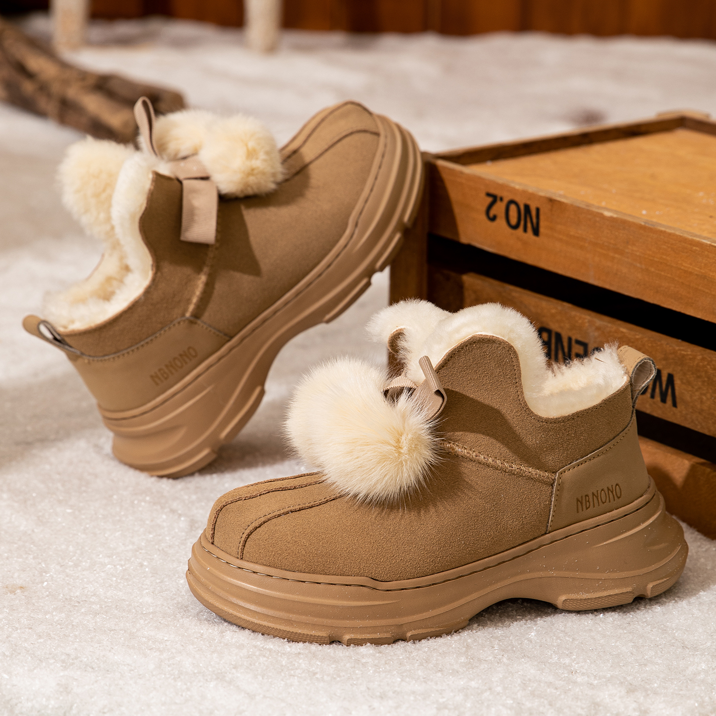 纯羊毛厚底雪地靴女冬季保暖棉鞋