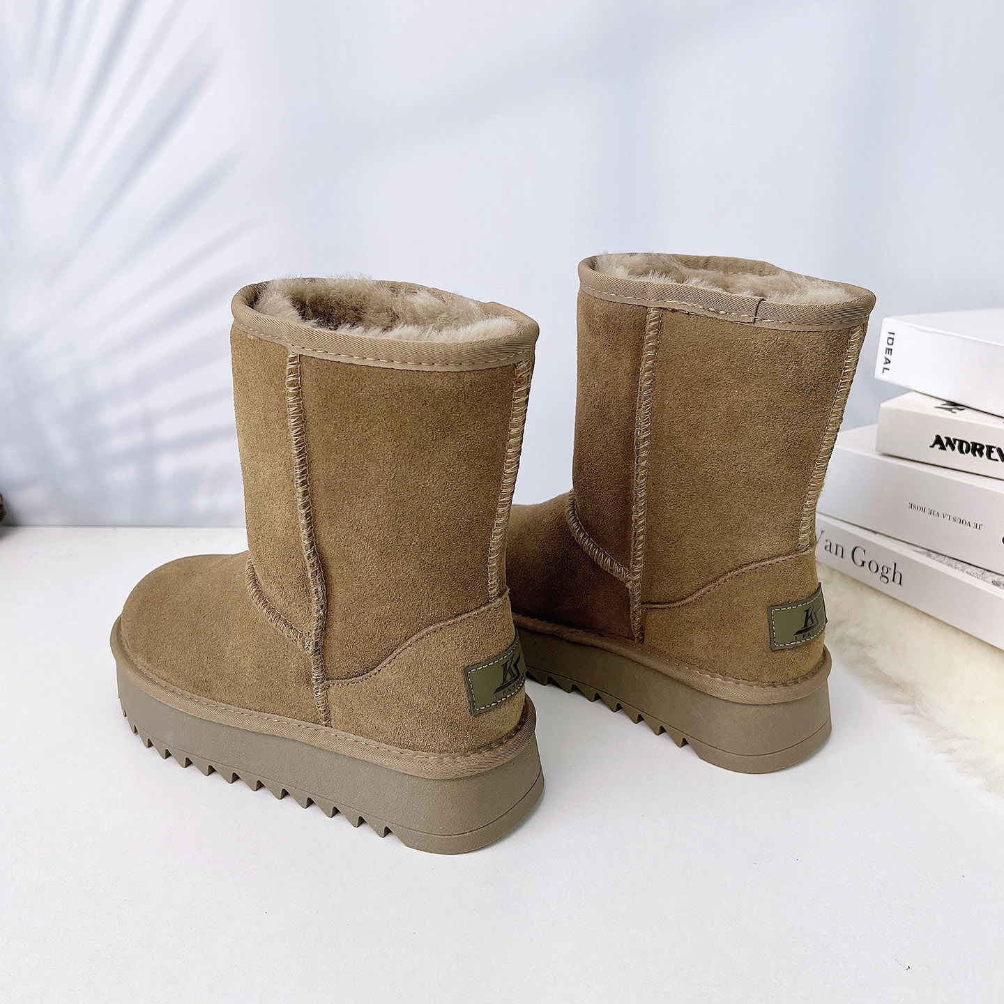 全羊毛厚底雪地靴女冬季中筒棉靴