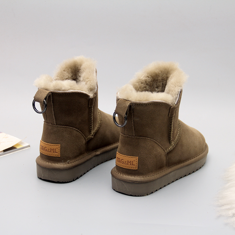 皮毛一体雪地靴女羊毛短靴棉鞋靴