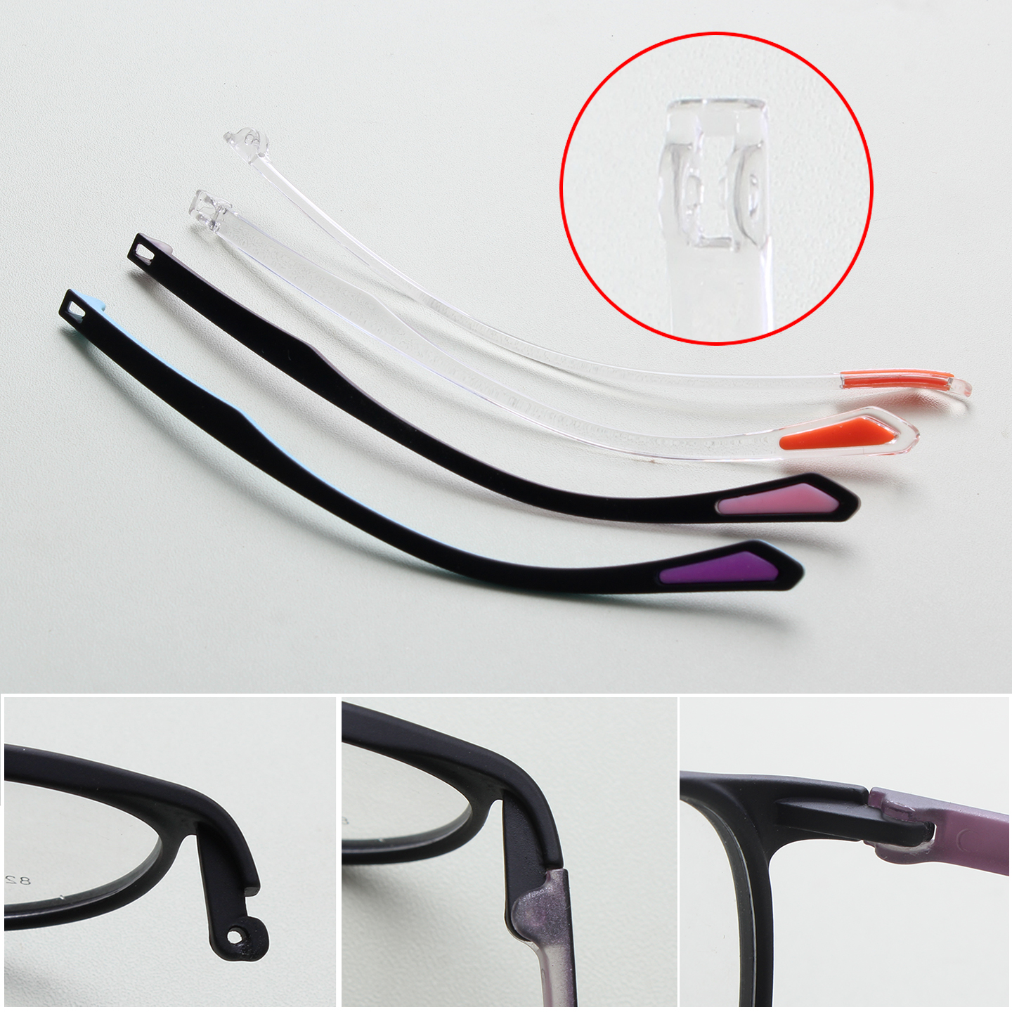 TR外双扣卡扣式无螺丝眼镜腿配件