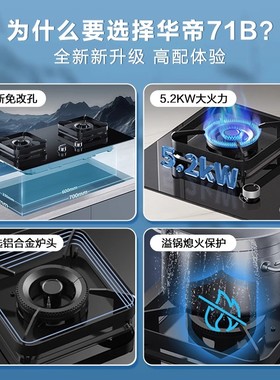 华帝双灶家用i10071B一级节能5.2KW灶具煤气灶天然气灶液化气灶