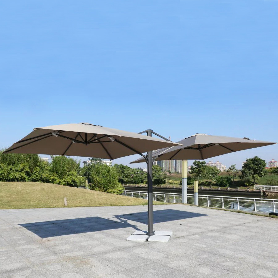 户外家具伞旋转双头罗马伞大太阳伞室外咖啡厅商用商铺遮阳伞庭院