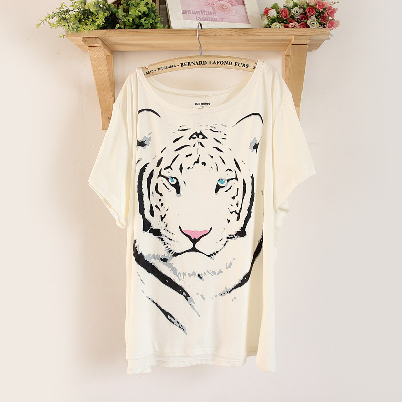 包邮！ 夏装新款大码女装 欧美老虎印花短袖T恤t-shirts