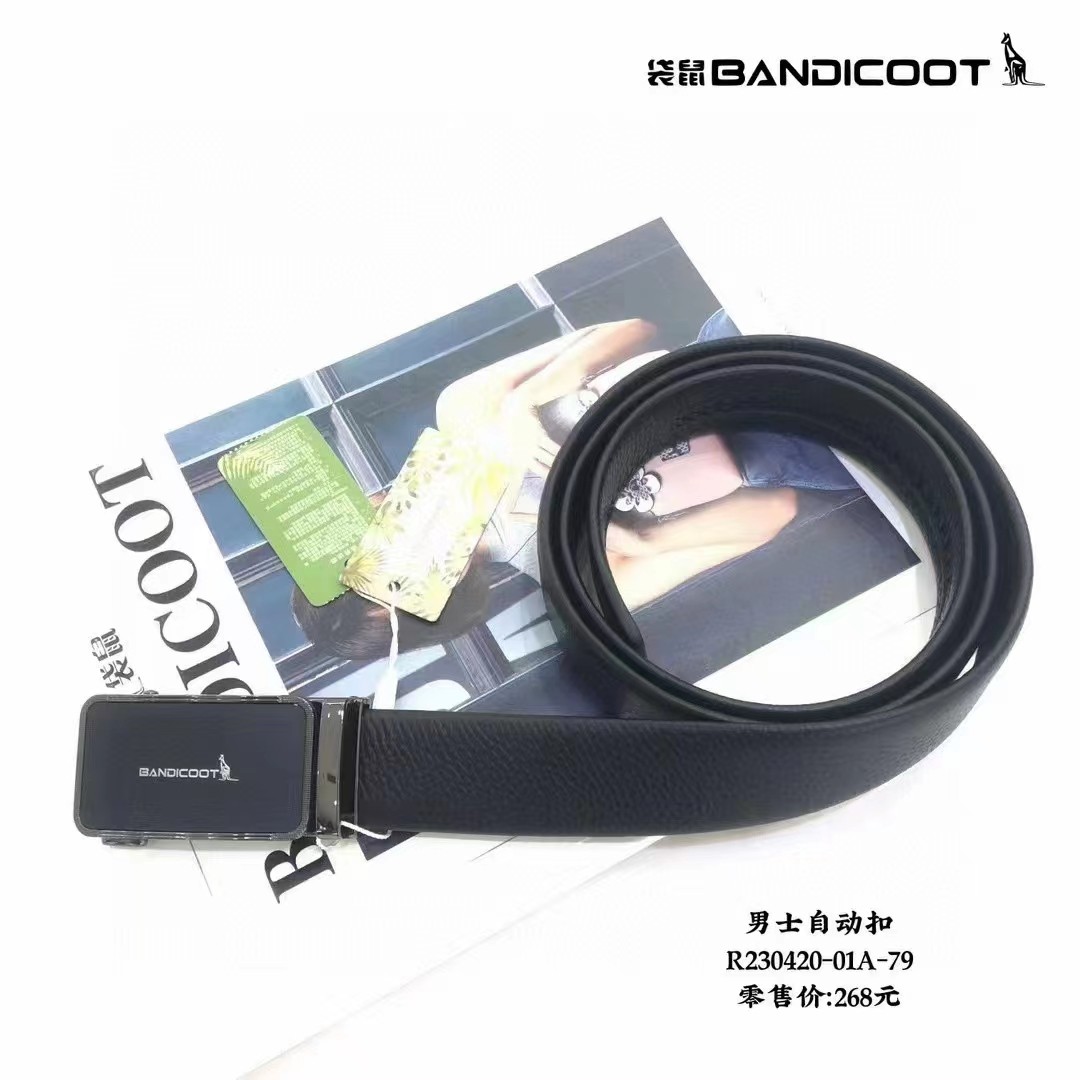 袋鼠bandicoot男士皮带正品真皮腰带牛皮裤带自动扣时尚商务款