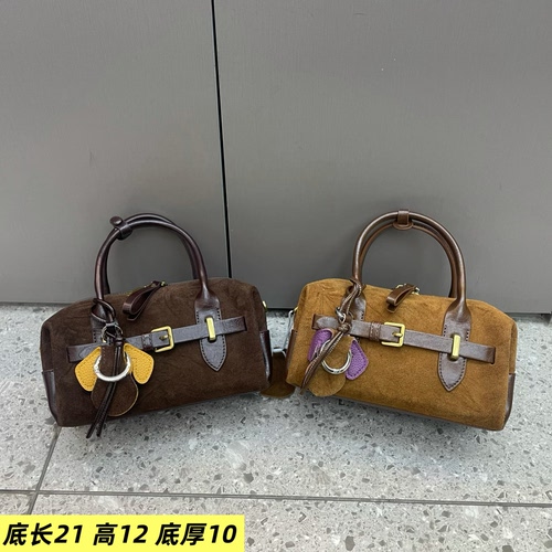 手抓纹磨砂皮手提枕头女包2026新款洋气麂皮网红韩版时尚欧美斜挎
