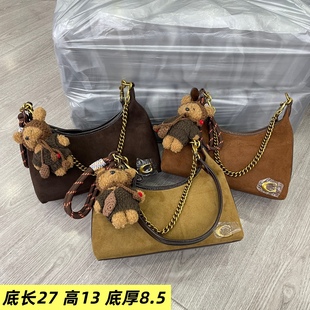 磨砂皮腋下hobo女包2025新款时尚链条真皮欧美气质小众韩版斜挎包