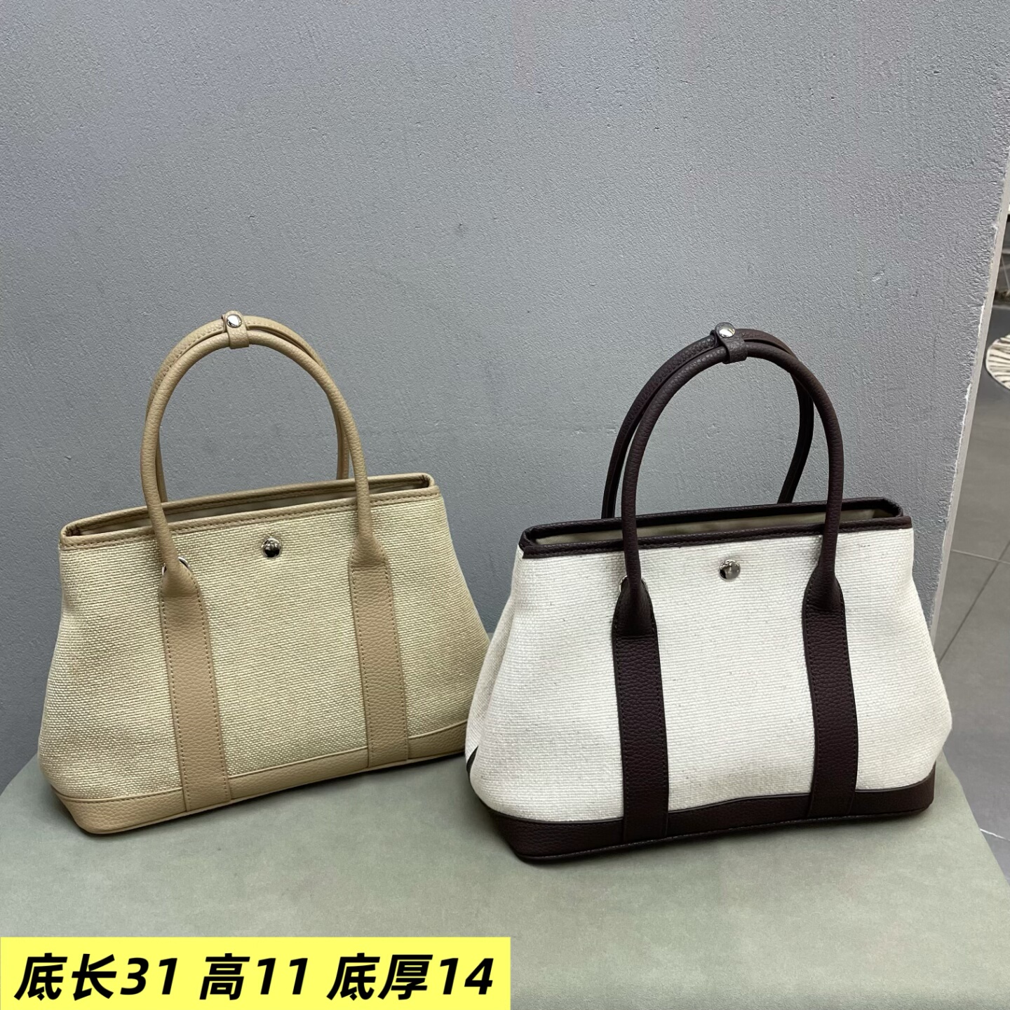 亚麻拼接手提女包2026新款花园包气质百搭夏季休闲潮流韩版斜挎包