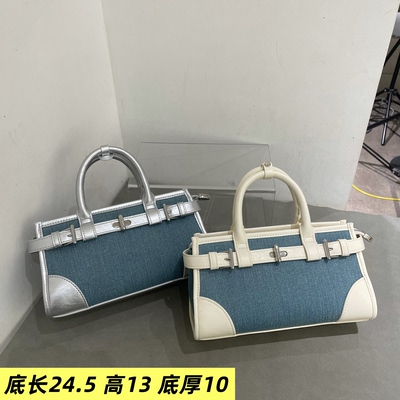 劳拉时黛女包2026新款牛仔布手提50369拼接休闲轻奢气质斜挎包潮