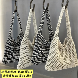蜜蜡线手工包女包2025新款洋气沙滩浅色纯色大气真皮软单肩潮包