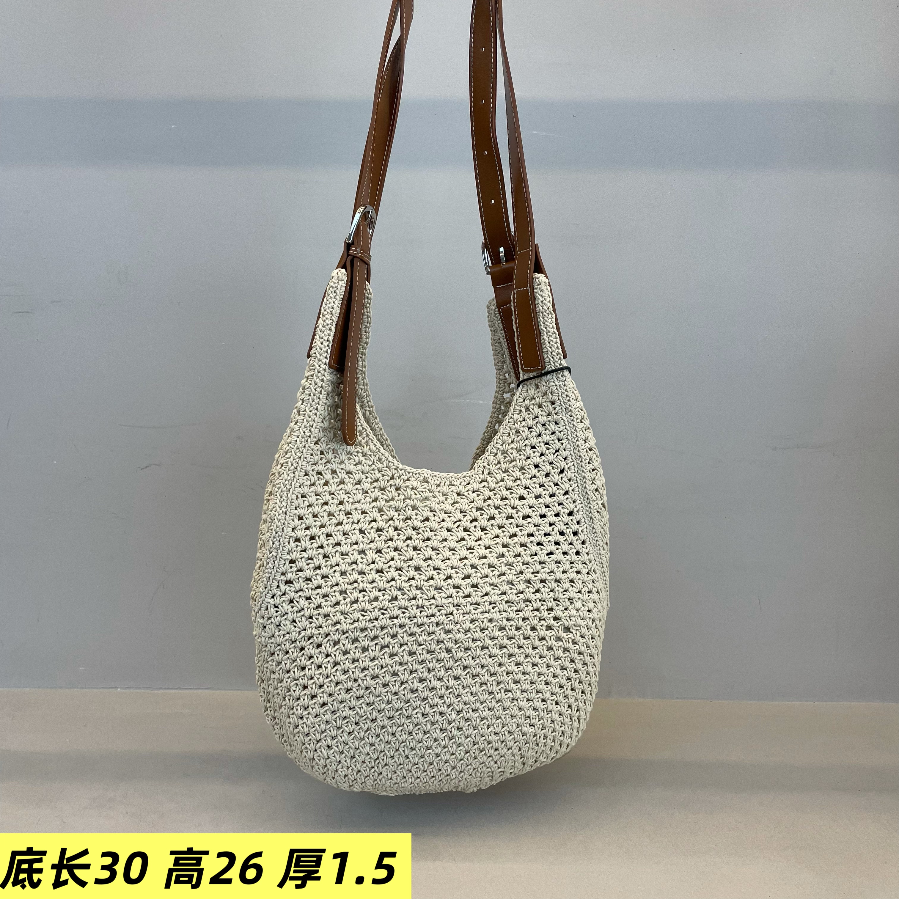 蜜蜡线拼接牛皮女包2025新款水桶大气浅色纯色大气真皮软单肩斜挎