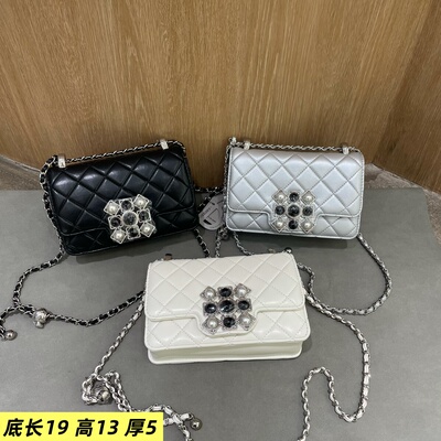 小D家女包2026新款轻奢钻包85036菱格链条包潮流软皮斜挎包小方包