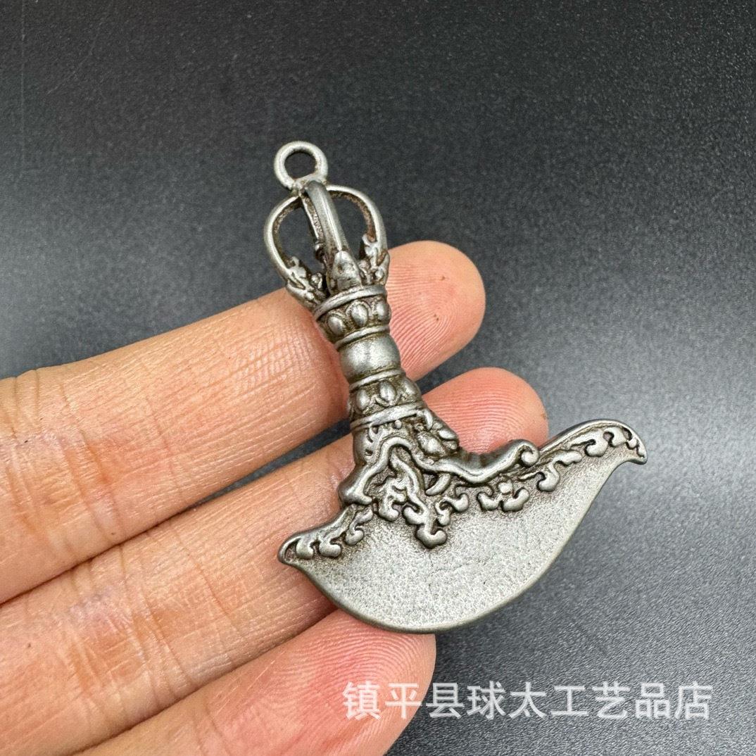 密宗足金足银金刚杵钺刀法器佛事用品尼泊尔吉祥复古吊坠配饰挂件