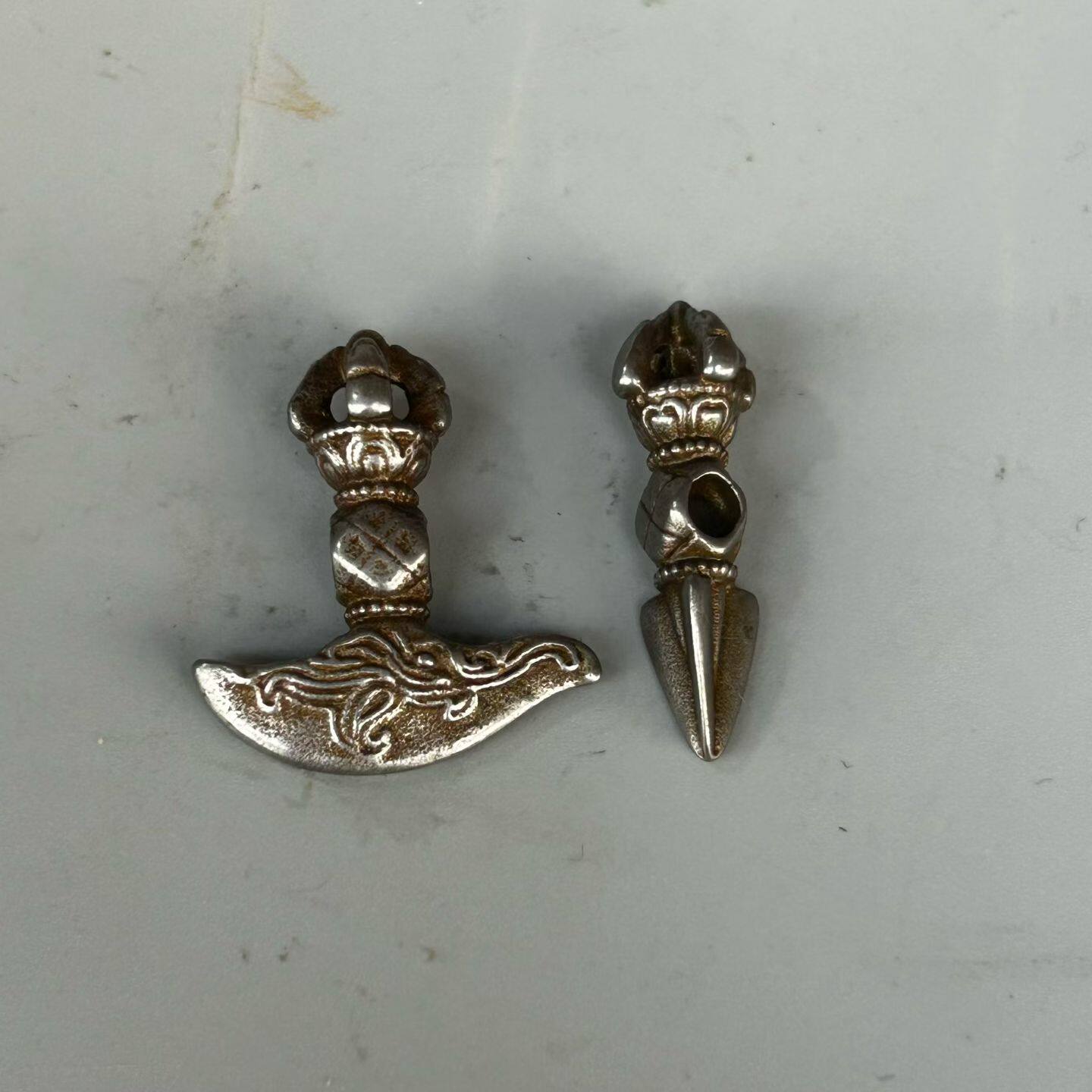 藏传饰品金刚杵铃降魔杵配件合金藏银法器吊坠金刚杵铃铛