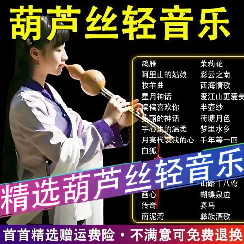 车载葫芦丝纯轻音乐u盘经典流行精选葫芦丝纯无损音质WAV优盘TF卡