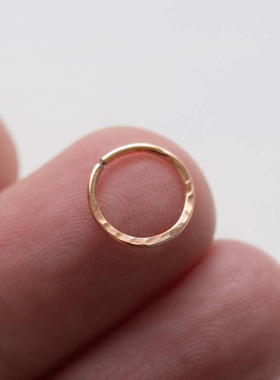 锤面小圆圈耳环小耳圈男女14K包金不掉色925银不易过敏时尚玫瑰金