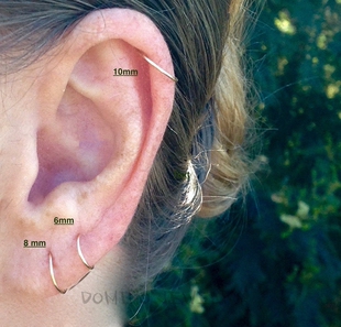 14K包金 925纯银耳环耳圈 鼻环鼻圈 嘴环嘴圈 简约圆圈圈圈耳饰