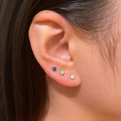 隐形幻彩澳宝耳钉女925纯银时尚个性彩色防敏简约气质迷你耳饰品