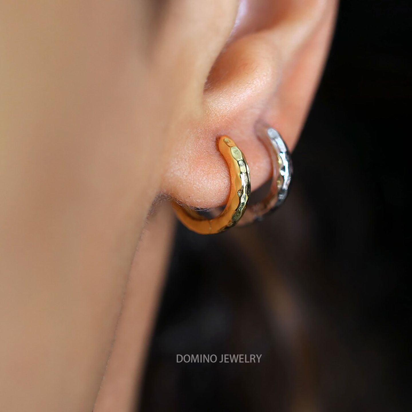 贴耳极简美搭锤面耳环女925纯银