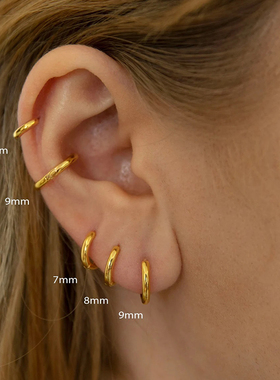 包耳小耳扣耳圈贴耳素圈耳环简单大方S925纯银耳饰耳骨环男女新品