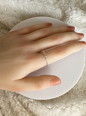 女闪亮碎银戒指925纯银素圈均码