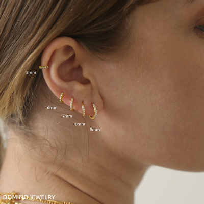 贴耳叠戴925纯银碎钻耳圈