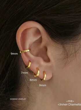 贴耳亮面素耳圈925纯银耳环女高级耳骨睡觉免摘ins简约时尚防过敏