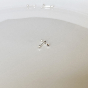 超级小银球养耳洞耳棒免摘男女S925纯银双头银珠耳钉迷你防敏耳饰