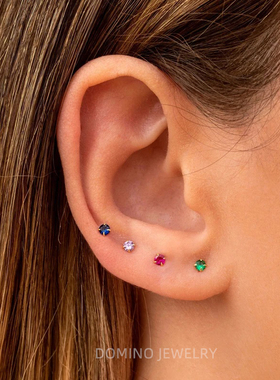 闪亮彩钻小耳钉S925纯银耳针防敏养耳洞女时尚简约个性气质耳饰品