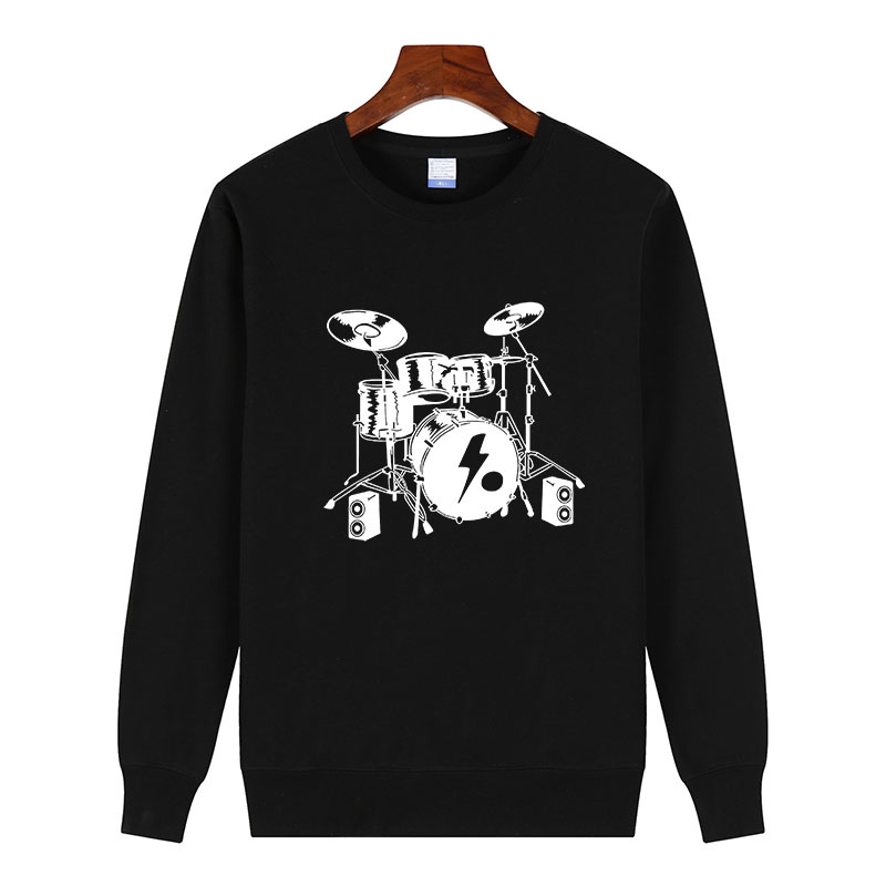 秋冬新款架子鼓卫衣 男鼓手吉他手长袖T恤女印花图案团队服表演服