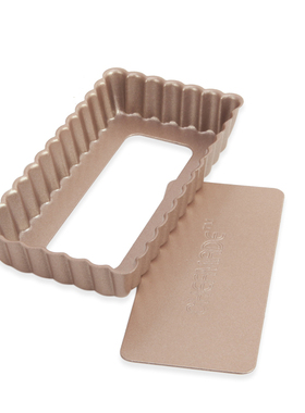 学厨4寸活底不粘长方形烤盘挞盘水果派盘家用烘焙蛋糕模具WK9037