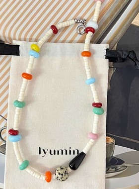 MINNA LU 原创彩色甜甜圈拼接天然石百搭ins风项链