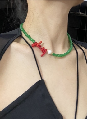 LYUMIN 原创设计新中式玛瑙拼接珍珠珊瑚石小众气质回馈款项链