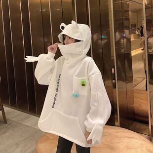 特价冬季韩版闺蜜装ins超火加厚宽松连帽青蛙套头卫衣女外套