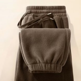 运动休闲裤 双面摇粒绒裤 束脚卫裤 加绒加厚抓绒裤 子女秋冬2024新款