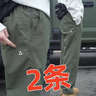 外贸原单尾货处理三角标宽松锥形休闲美式工装女运动休闲长裤